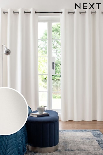 White Matte Velvet Eyelet Lined Curtains (M79584) | £35 - £110