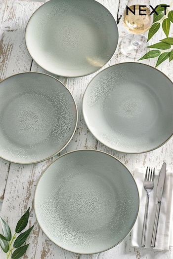 Sage Green Logan Reactive Glaze Set of 4 Dinner Plates (M79777) | £28