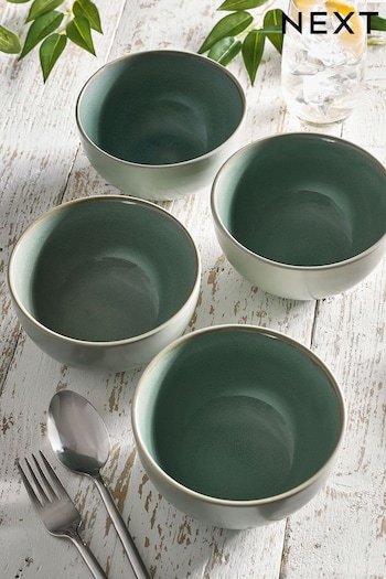 Sage Green Logan Reactive Glaze Set of 4 Bowls (M79778) | £20