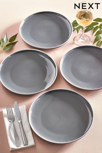 Charcoal Grey Warwick Set of 4 Dinner Plates (M79780) | £20