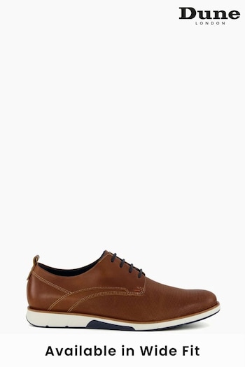 Dune London Barnabey Punched Plain Derby Beige Shoes (M79851) | £100