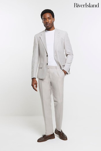 River Island Grey Linen Suit: Trousers cold-shoulder (M79865) | £50