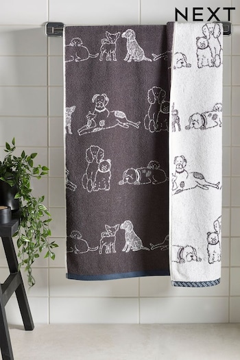 Grey Dog Friends Towel (M80738) | £8 - £18