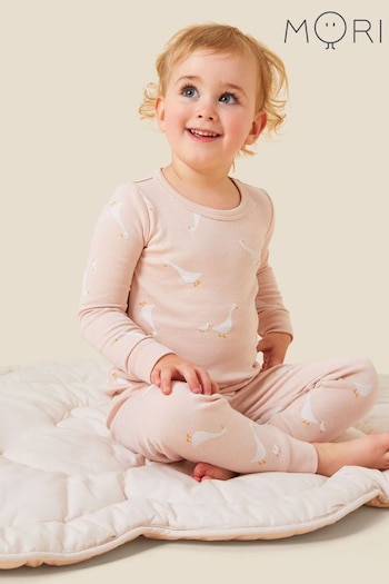 MORI Pink Organic Cotton & Bamboo Long Sleeve Pyjamas (M81521) | £33
