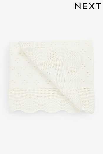 White Baby Knitted Occasion Blanket/Shawl (M81577) | £20
