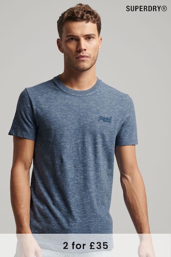 Superdry Tidal Blue Space Dye Organic Cotton Vintage Embroidered T-Shirt (M81578) | £20