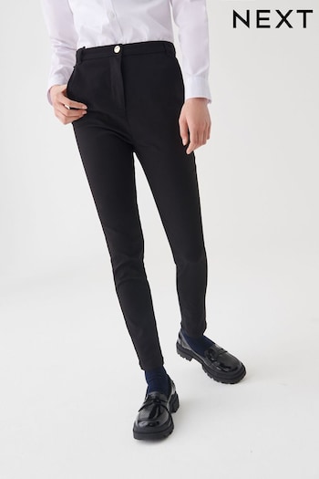 Black Senior Gold Snap High Waisted Skinny Stretch Trousers (9-17yrs) (M82159) | £9 - £15