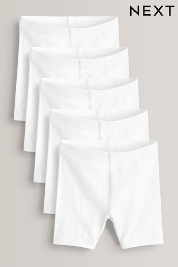 White 5 Pack Cotton Rich Stretch Cycle Shorts (3-16yrs) (M82233) | £12 - £22