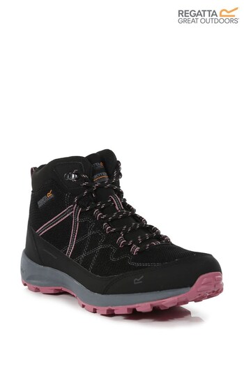 Regatta Samaris Black Lite Mid Walking Boots (M82234) | £84