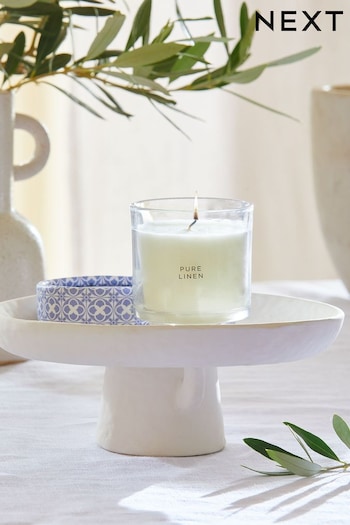 Blue Linen Lidded Jar Single Wick Scented Candle (M82609) | £4