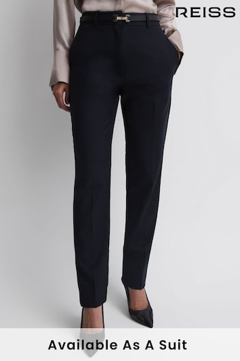 Reiss Navy Haisley Petite Wool Blend Tapered Suit Trousers (M82684) | £138