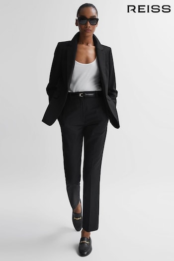 Reiss Black Haisley Petite Wool Blend Tapered Suit Trousers jeans (M82765) | £138