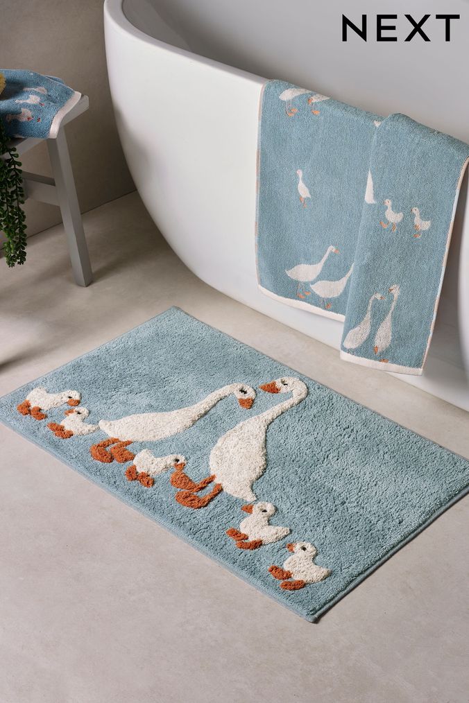 Blue bath shop mat set