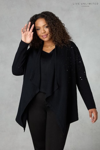 Live Unlimited Black Sequin Waterfall Cardigan (M83226) | £99