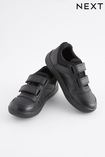 Black Strap Touch Fasten Extra Wide Fit (H) School Trainers (M83371) | £18 - £26