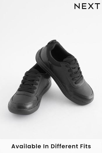 Black Lace-Up Wide Fit (G) School Trainers (M83374) | £19 - £26
