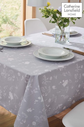 Catherine Lansfield Grey Meadowsweet Floral Table Cloth (M83691) | £18 - £22