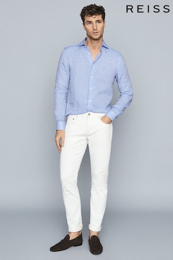 Reiss Soft Blue Ruban Linen Regular Fit Shirt (M84027) | £95