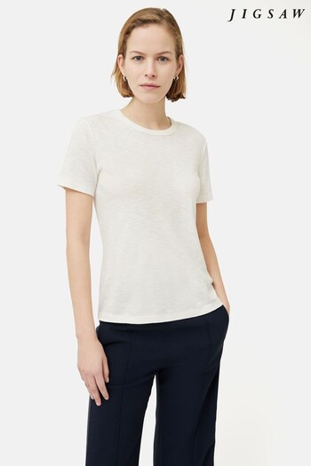 Jigsaw Cream	Cotton Luxe Short Sleeve T-Shirt (M84552) | £45