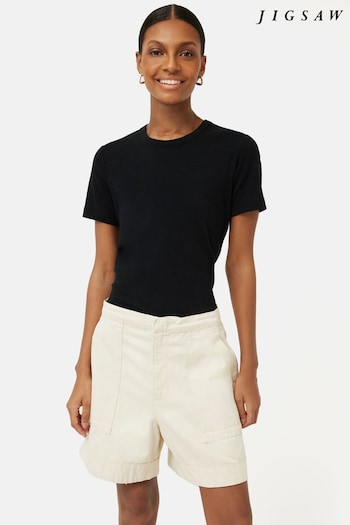 Jigsaw Cotton Luxe Short Sleeve Black T-Shirt (M84563) | £45