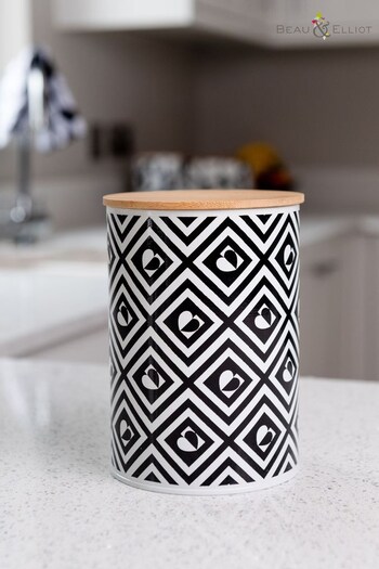 Beau And Elliot White Monochrome Tile Canister (M85191) | £10