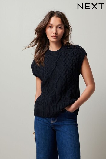 Navy Blue Cable Knitted Tank Vest (M85446) | £39