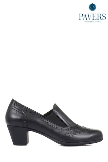 Pavers Black Ladies Leather Heeled Shoes (M85488) | £50