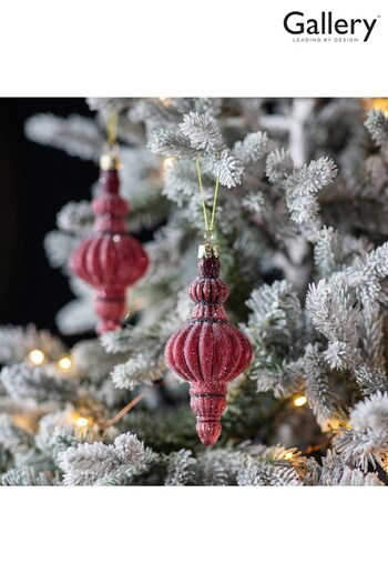 Gallery Home 3 Pack Red Wide Droplet Damson Christmas Baubles (M85511) | £11