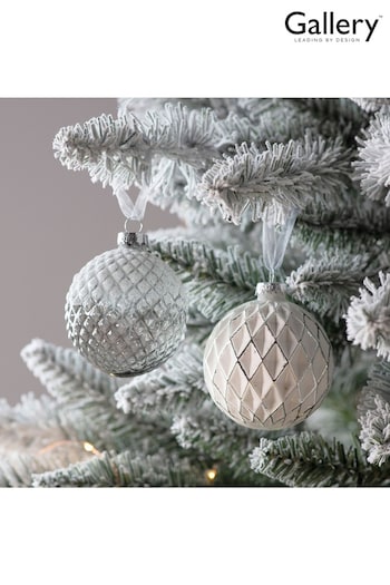 Gallery Home White Assorted Honeycomb Christmas Baubles (M85537) | £16