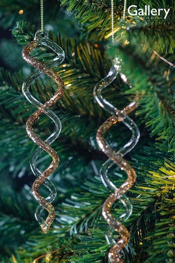 Gallery Home 3 Pack Gold Gold Glitter Twist Christmas Tree Decorations (M85563) | £10