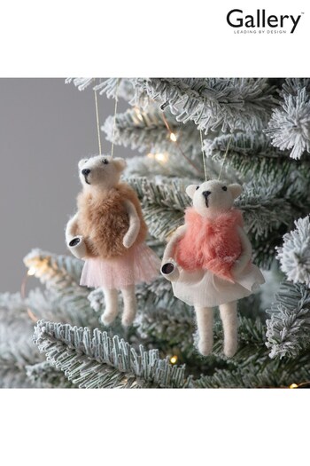 Gallery Home Set of 2 Pink Walton Christmas Polar Bears With Cocoa (M85579) | £15