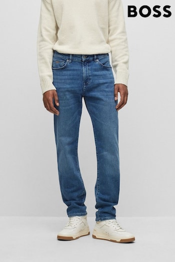 BOSS Blue Maine Straight Fit Stretch Denim Jeans Cut (M85853) | £119