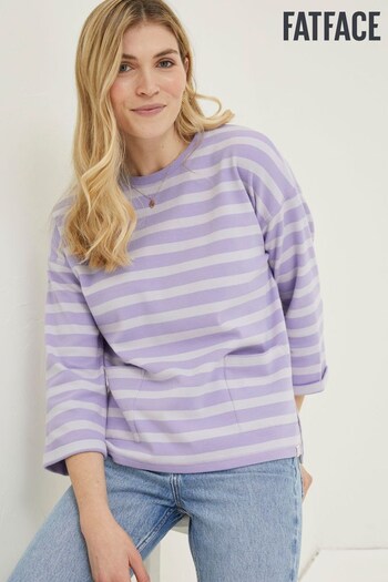 FatFace Purple Amari Stripe Crew Sweatshirt (M85913) | £39.50