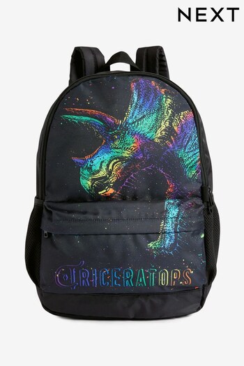 Black Fluro Dino Splat School Backpack (M86190) | £22
