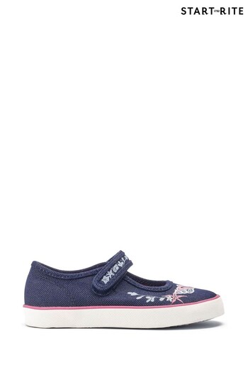 Start Rite Blue Beach Comb Glitter Canvas Riptape Shoes (M86340) | £11.50
