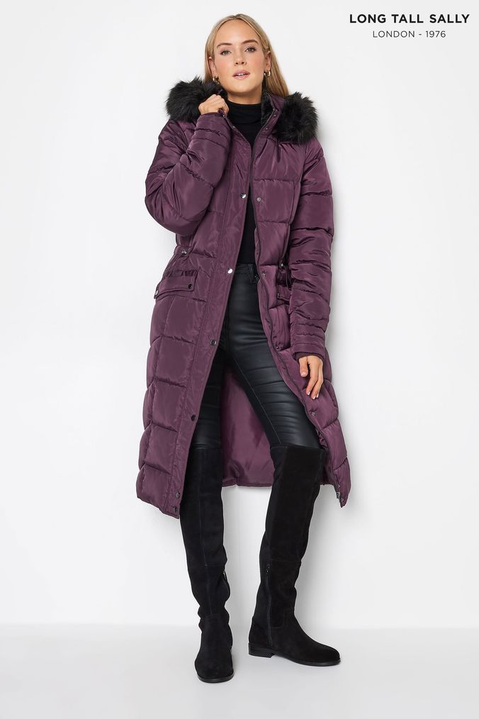 Fearne iii long length quilted puffer parka jacket fig red store