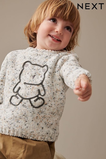 Grey Chenille Bear Knit Crew Hoodie and Joggers Set (3mths-7yrs) (M86825) | £14 - £16