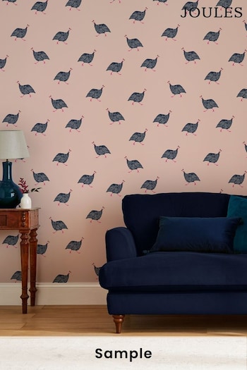 Joules Blush Pink Guinea Fowl Wallpaper Sample Wallpaper (M86894) | £1