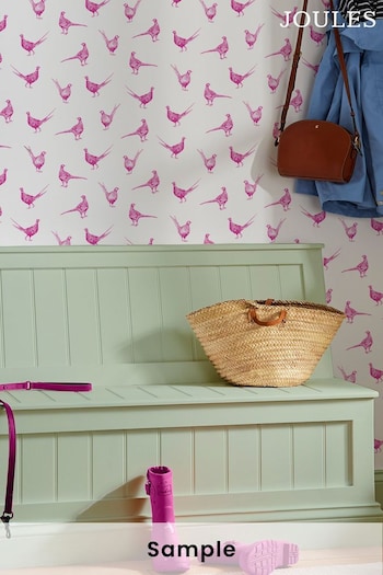 Joules Truly Pink Flirty Pheasants Wallpaper Sample Wallpaper (M86915) | £1