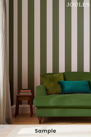 Joules Olive Green Harborough Stripe Wallpaper Sample Wallpaper (M86928) | £1