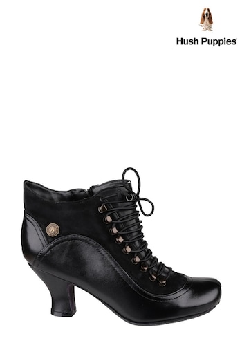 Hush Puppies Black Vivianna Lace-Up Heeled Boots (M87003) | £120