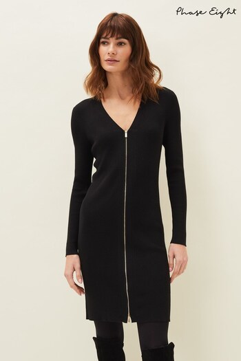 Phase Eight Black Milla Multiway Zip Ribbed Tunic Dress gucci (M87093) | £85