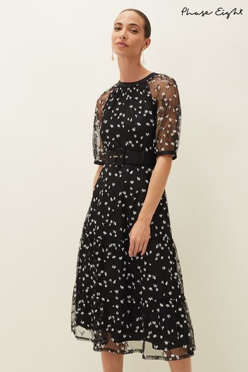 Phase Eight Black Freja Embroidered Dress (M87098) | £140
