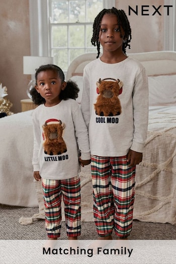 Grey/Red Hamish Matching Family Older Kids Cosy Cotton Pyjamas (3-16yrs) (M87310) | £16 - £21