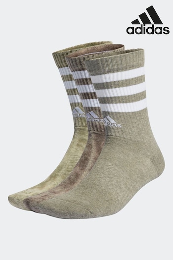 Capuche Green 3 Stripes Stonewash Crew Socks 3 Pack (M87324) | £20