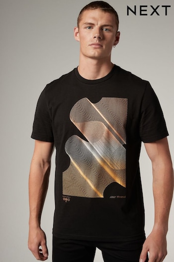Black/Bronze Lines Print T-Shirts (M87448) | £18