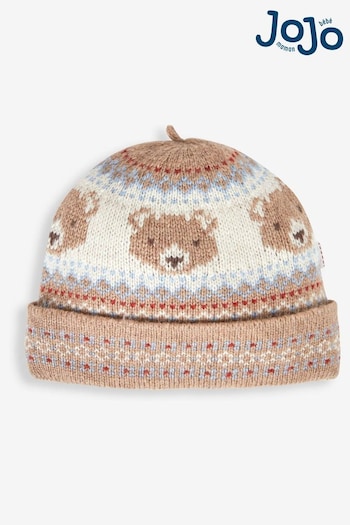 Older Girls 3yrs-16yrs Stone Bear Fair Isle Baby Hat (M87464) | £7