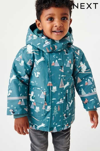 Teal Blue Waterproof Coat With Faux Fur Trim (3mths-7yrs) (M87517) | £30 - £34