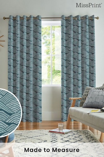 MissPrint Blue Green Frontier Made to Measure Curtains (M87797) | £91