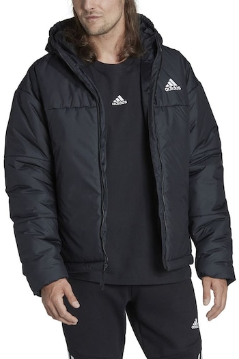 adidas Black BSC 3-Stripes Puffy Hooded Jacket (M87940) | £110